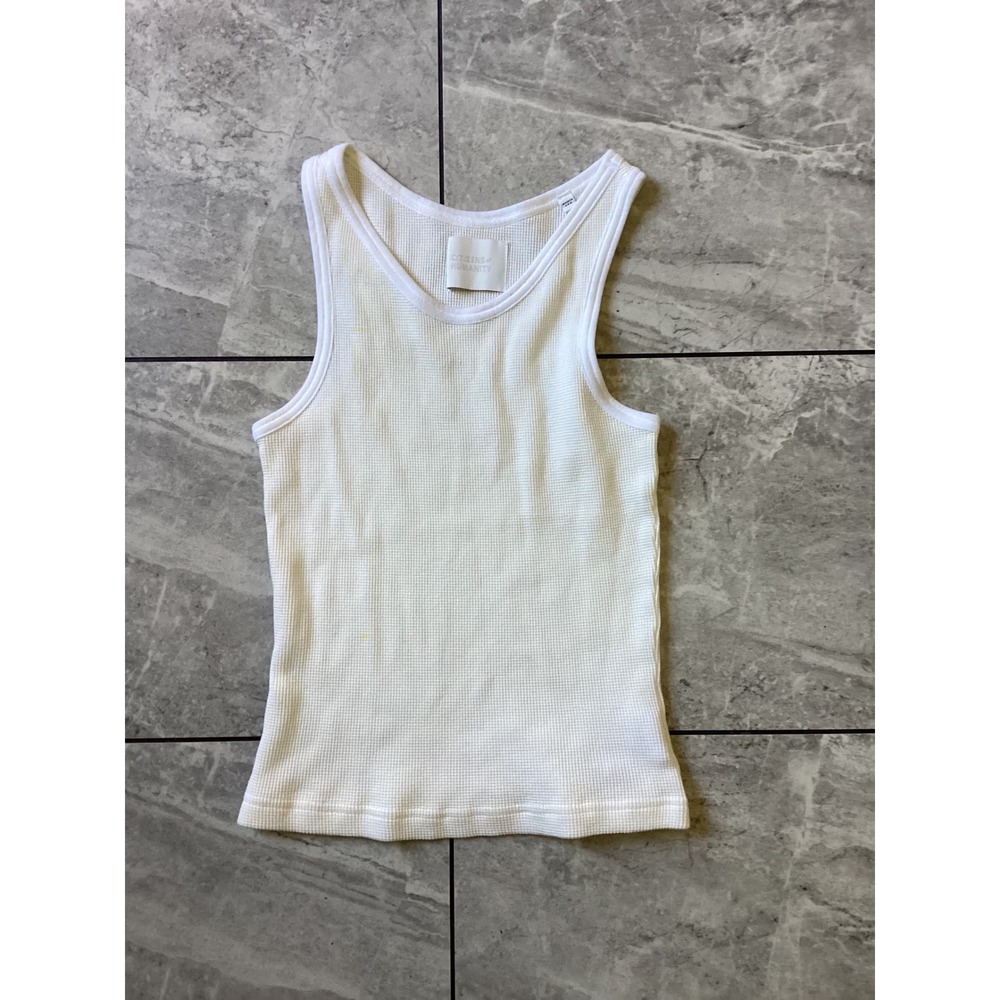 Citizens of Humanity Jen Meyer Inez Waffle Tank Top White Pashmina Small F1785K
